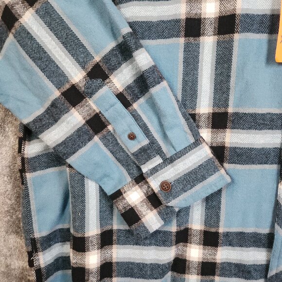 Quiksilver Men's Blue Hooded Flannel Button Up Long Sleeve Sweater Size XXL NWT - Picture 4 of 11